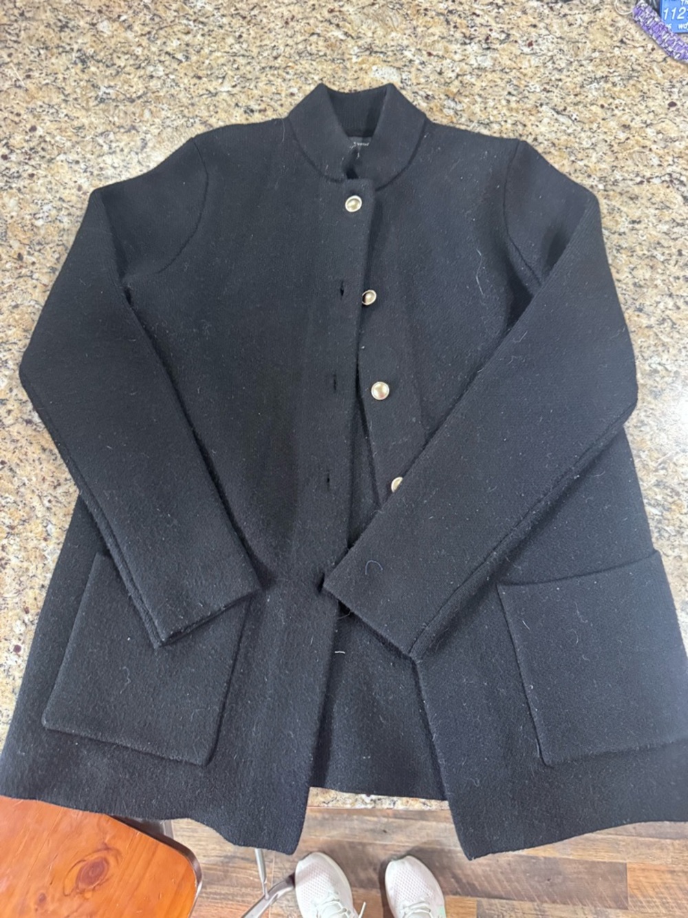 Womens Black Button-Front sweater